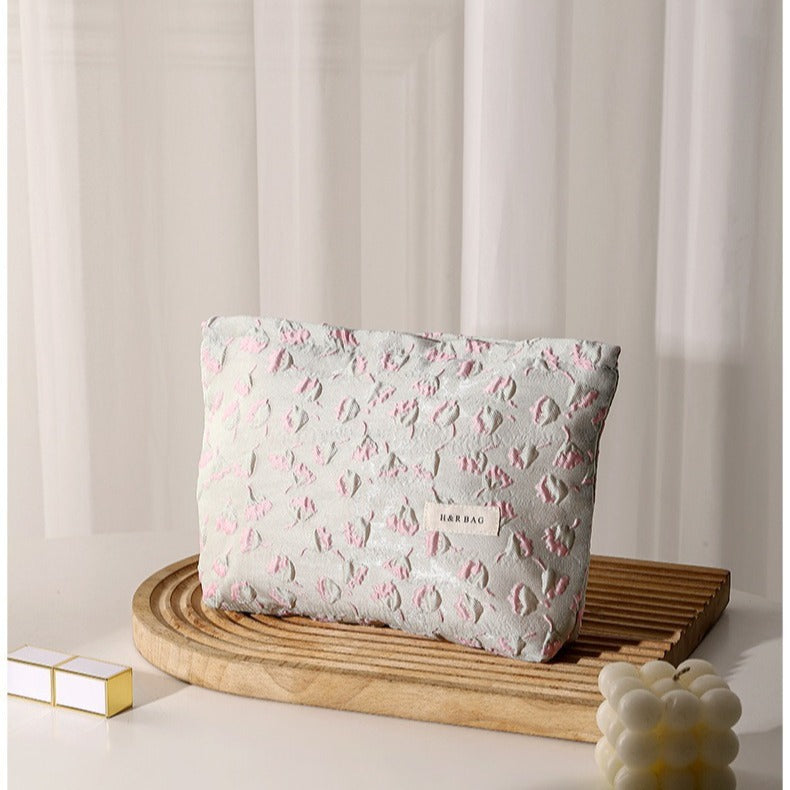 Simple Floral Jacquard Sweet Cosmetic Bag
