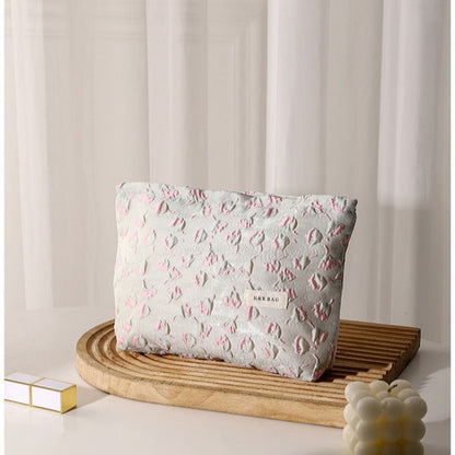 Simple Floral Jacquard Sweet Cosmetic Bag