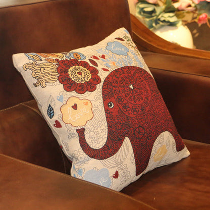Ethnic Style Elephant Pillowcase Double-Sided Embroidered Pillowcase Sofa Cushion