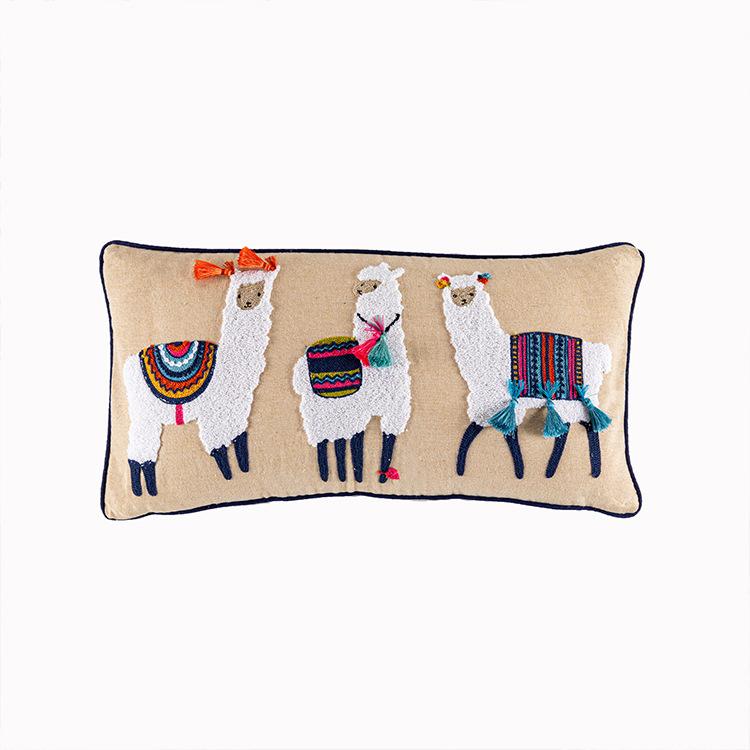 New Embroidered Retro Bohemian Style Cushion Cover Tassel Wool Ball  Cushion Cover