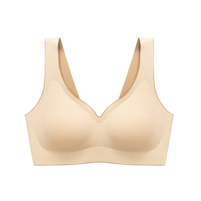Solid Color Latex Underwear With One-Piece Contrasting Color And Beautiful Back, No Rims, Comfortable Buckles, Comfortable Vest Bra Women.