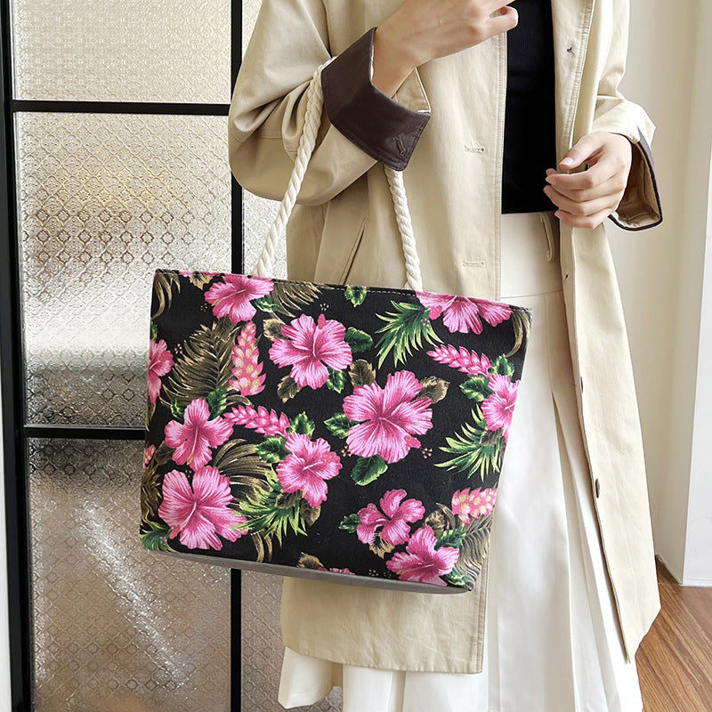 Fashionable Floral Canvas Tote Bag for Women