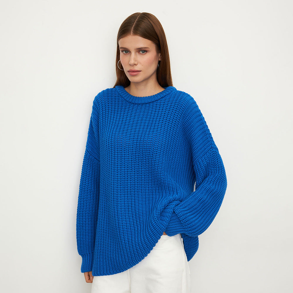 Loose-Fit Lantern Sleeve Knit Sweater