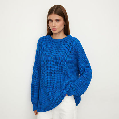 Loose-Fit Lantern Sleeve Knit Sweater