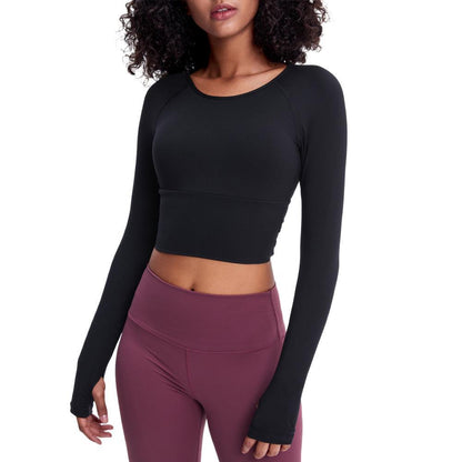 Quick-Dry Breathable Yoga High-Elastic Tight Shorts Stylish Long-Sleeved Fitness Yoga Top Girl
