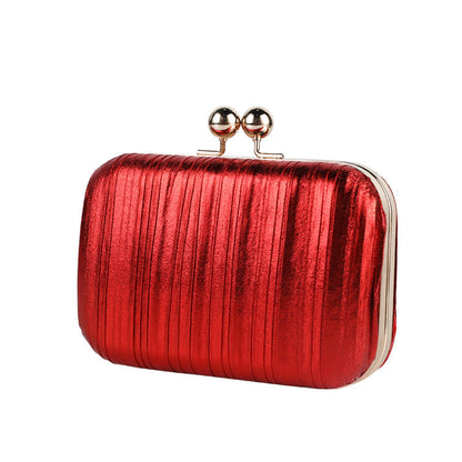 Metallic Pleated Evening Clutch Bag Stylish Formal Purse
