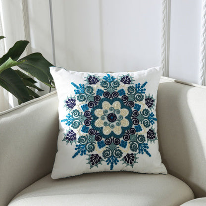 Towel Embroidered Cushion Cover Pillow Cover 45X45 Cotton Canvas Backrest Sofa Fresh Nordic Fashion