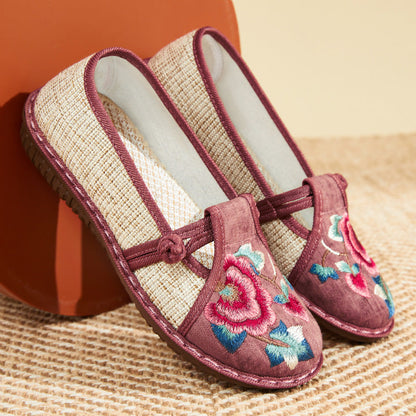 Ethnic Style New Fashion Single Shoes Woven Embroidered Shoes Soft Sole Mom'S Shoes