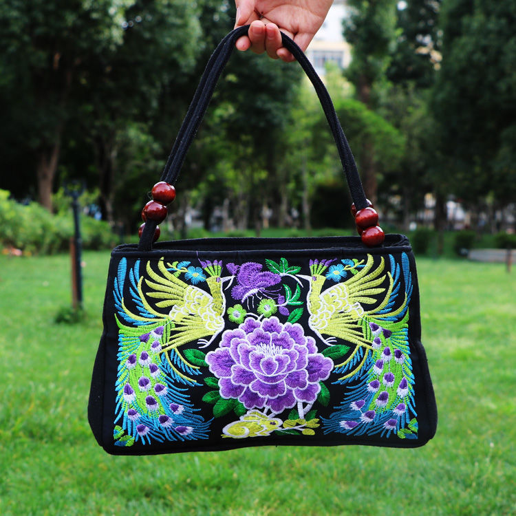 Ethnic Style Bag With Double-Sided Embroidery And Canvas Small Bag For Women'S Double-Layer Handbag Casual Trend Retro