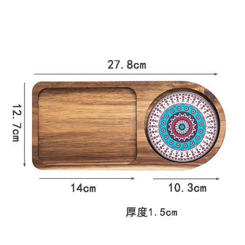 Solid Wood Tray, Water Cup, Plate, Vintage Bread, Dim Sum, Dessert Storage, Breakfast And Small Plate