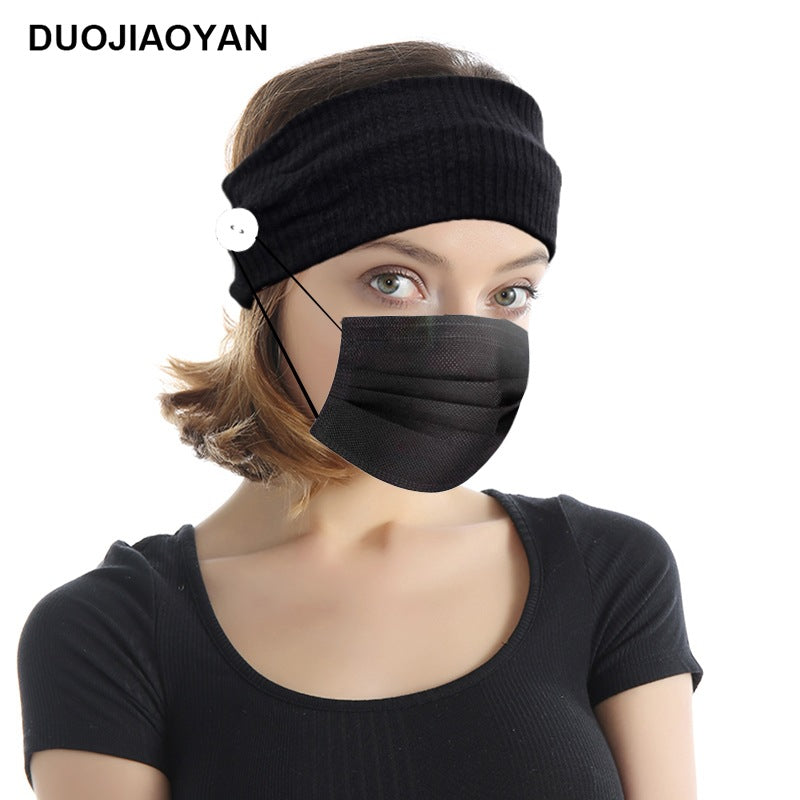 Sports Yoga Fitness Buns With Button Mask Anti-Restraint Headband Solid Color Parent-Child Couple Dress