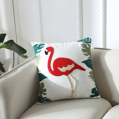 Towel Embroidered Cushion Cover Pillow Cover 45X45 Cotton Canvas Backrest Sofa Fresh Nordic Fashion