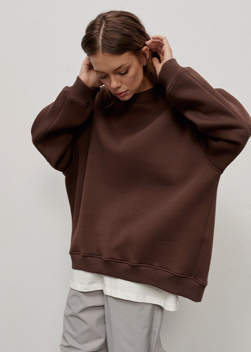 Oversized Cotton Blend Sweatshirt Navy Comfortable