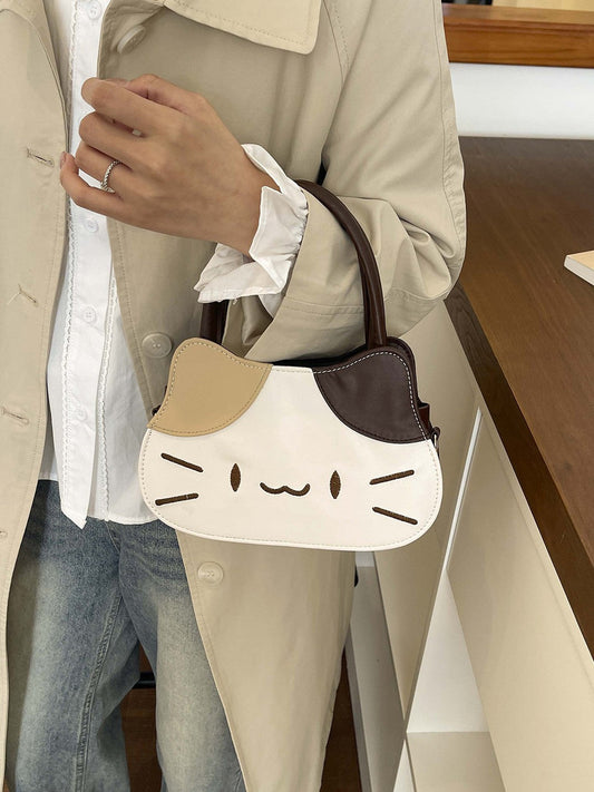 Cute Cat Pattern Casual Tote Bag Stylish Shoulder Bag