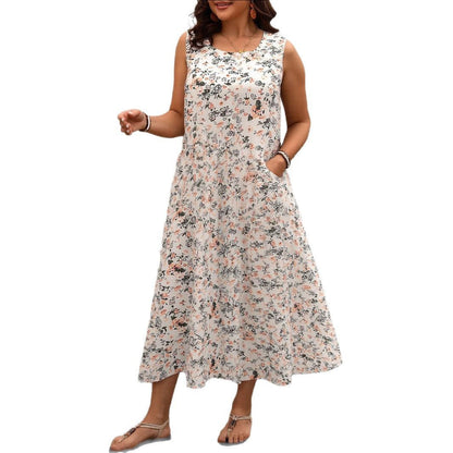 Floral Print A-Line Maxi Dress With Pockets