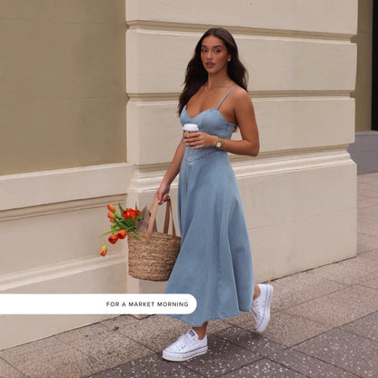 2025 Summer Women'S Clothing New Sleeveless Suspender Thin Imitation Denim Dress
