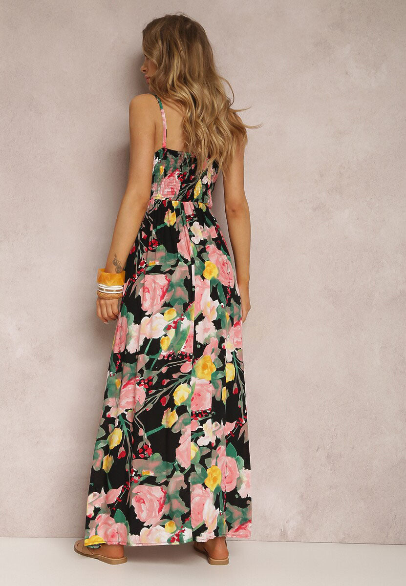 Spring/Summer New Fashion Print Sexy Dress With Deep V-Shaped Sleeveless Backless Long Dress