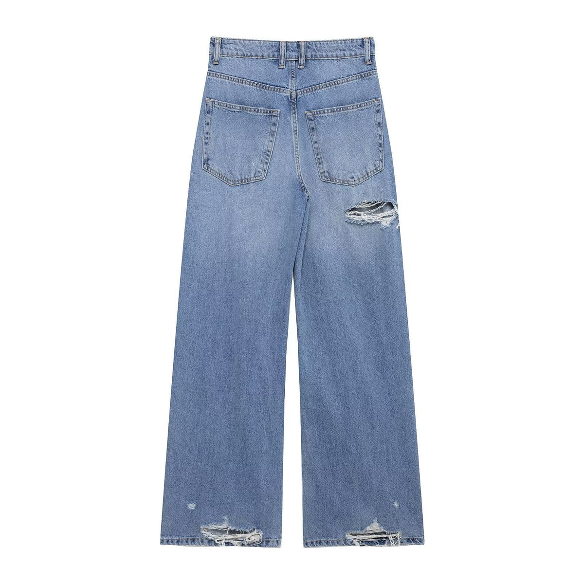 Casual Distressed Loose Mid Rise Jeans