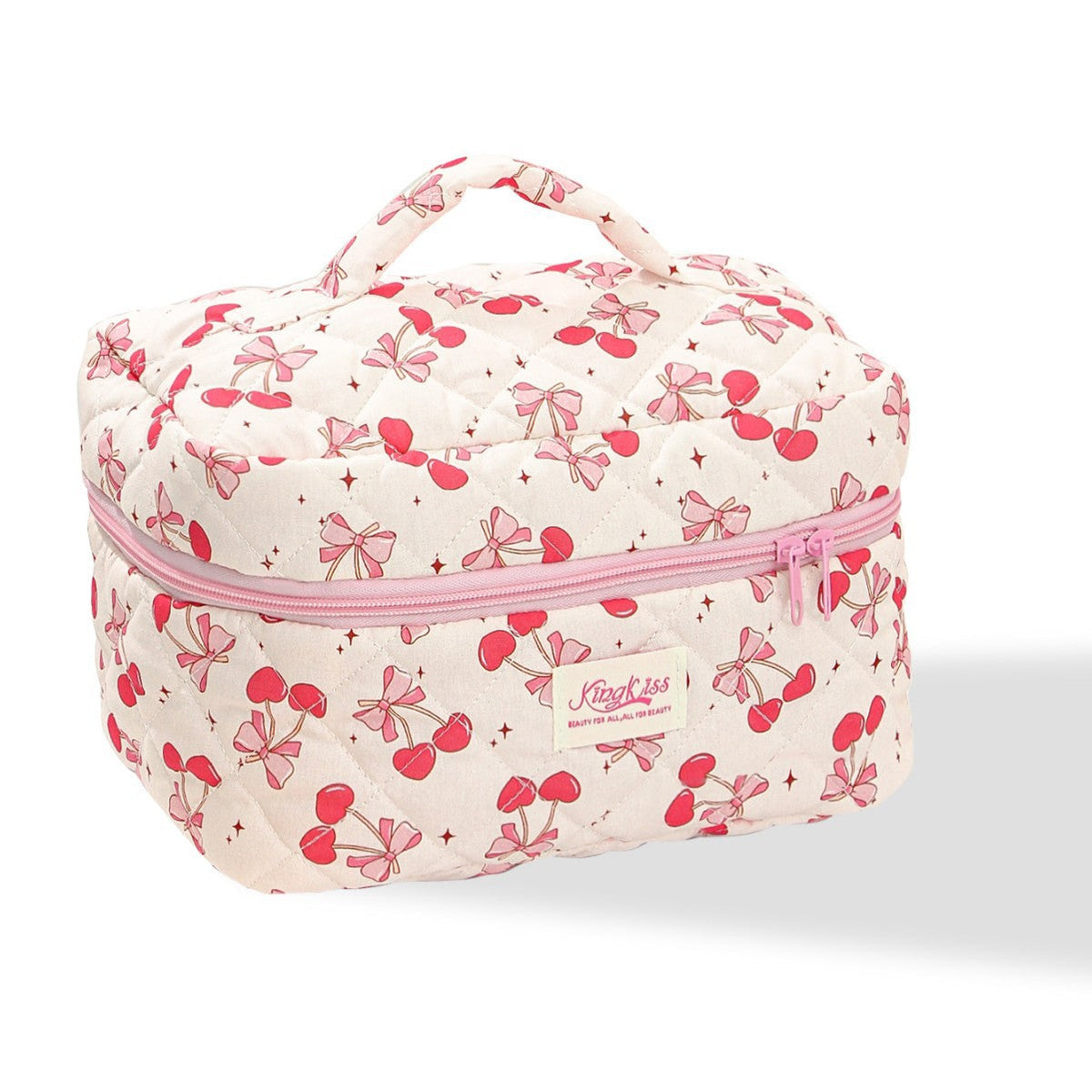 Cute Cherry Bow Print Travel Makeup Bag