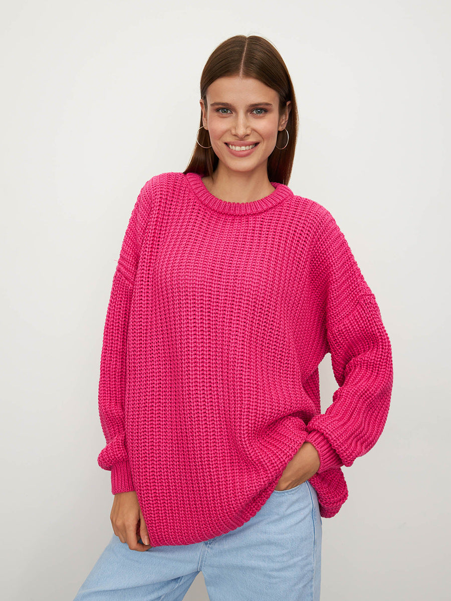 Loose-Fit Lantern Sleeve Knit Sweater