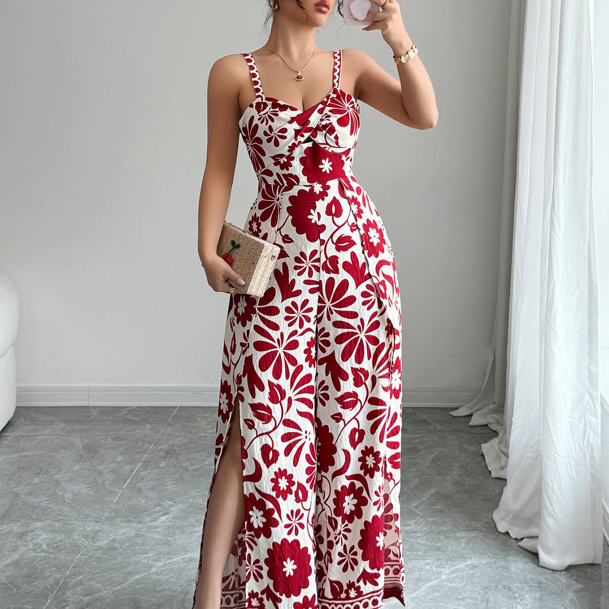 Elegant Twist Pattern Wide-Leg Jumpsuit for Women
