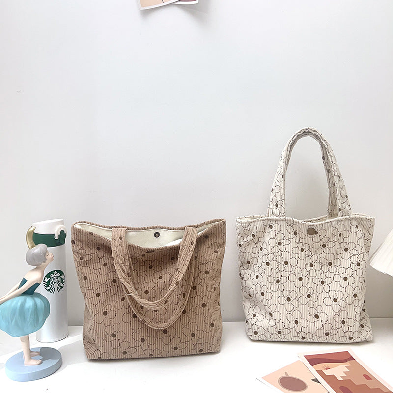 Cozy Velvet Floral Canvas Tote Bag for Everyday Use