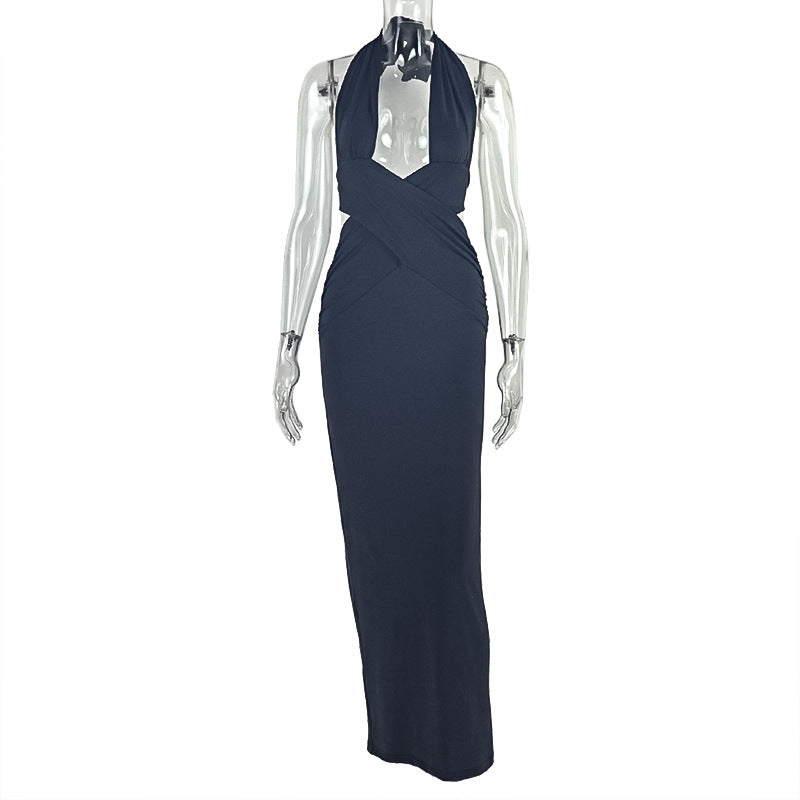 Bodycon Ruched Midi Dress With Low Neckline