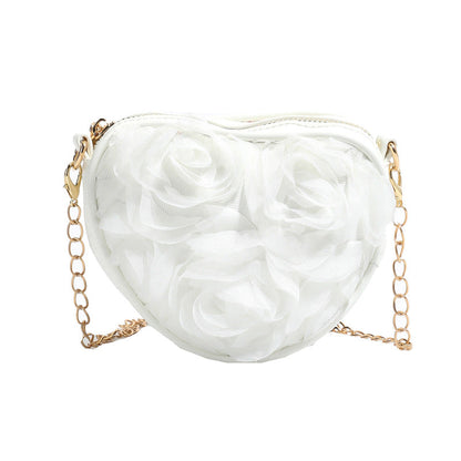 Trendy Heart-Shaped Lace Flower Crossbody Bag