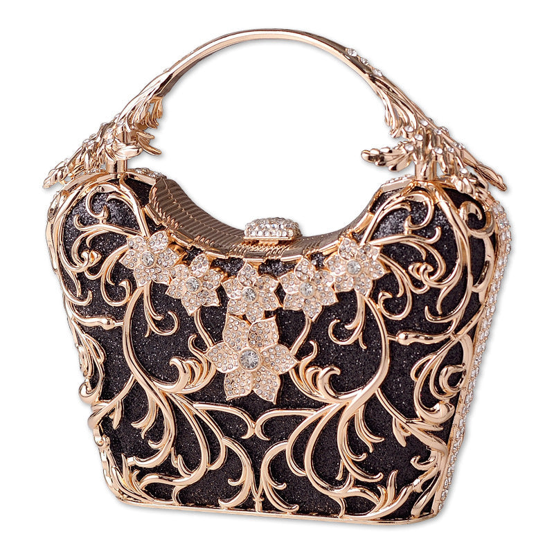 Elegant Black Evening Clutch with Hollow Design