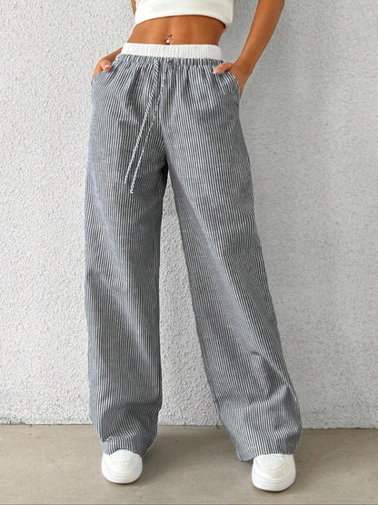 Trendy Striped Loose Wide-Leg Pants