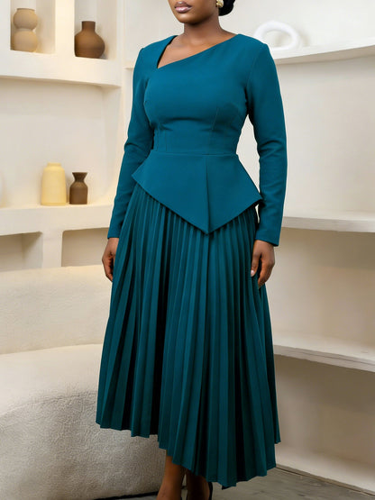 Elegant Off-Shoulder High-Waisted Midi Dress