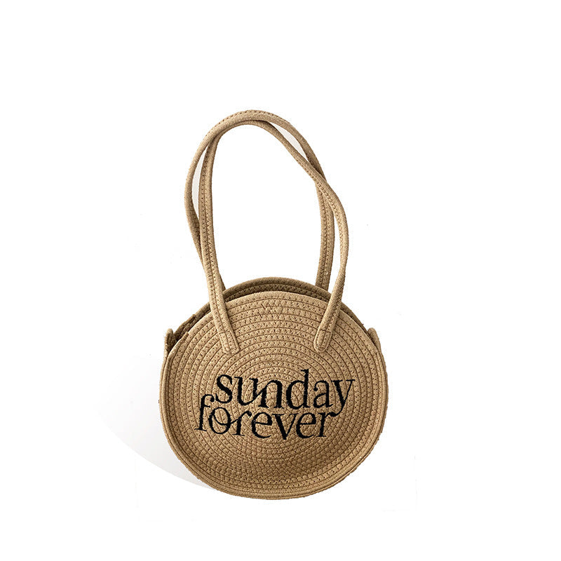 Simmple Round Letter Woven Bag