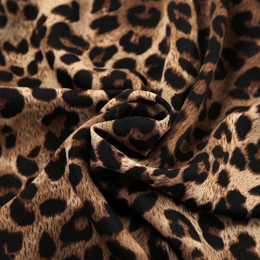 Leopard Print Lapel Sleepwear Sets