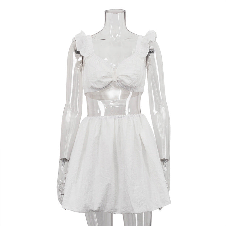 Sexy Off-Shoulder White Crop Top And Skirt Set
