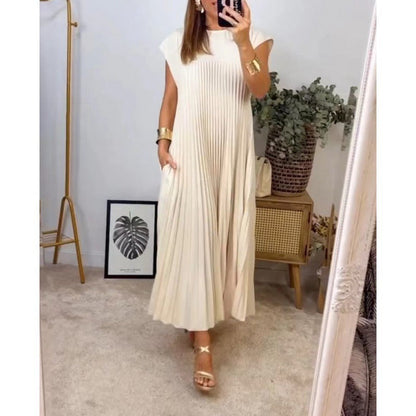 Elegant Sleeveless Pleated Maxi Dress for Women