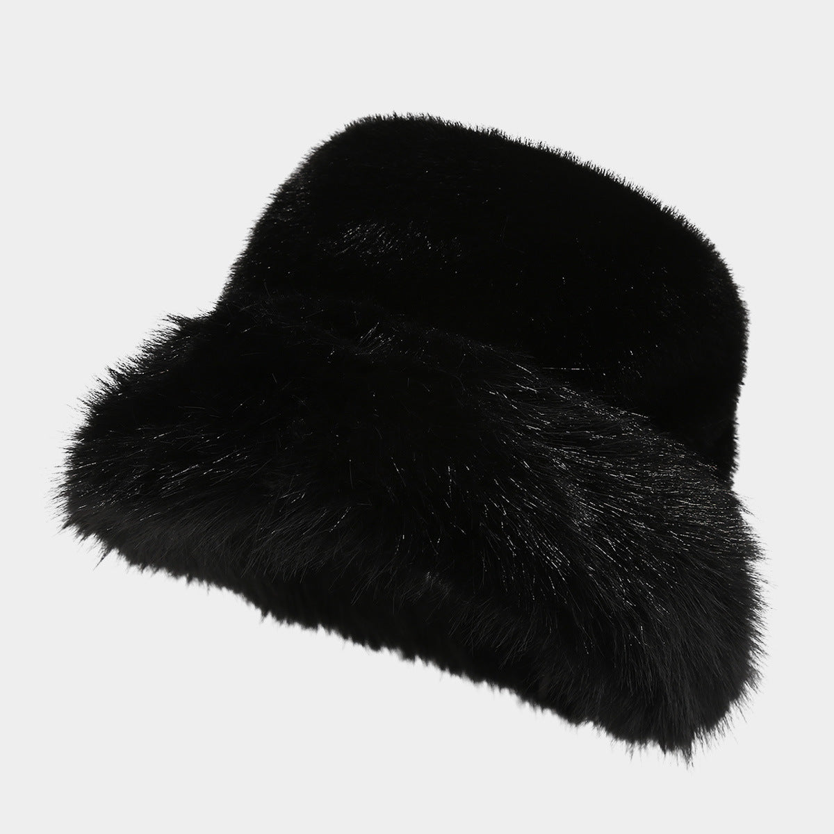 Simple Fluffy Faux Fur Thermal Bucket Hat