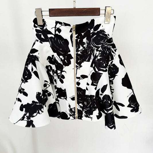 Floral Print A-Line Skirt Elegant Casual Wear