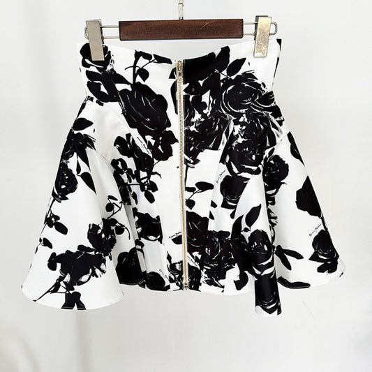 Fashion Tulip Waist Floral Print Skirt Set