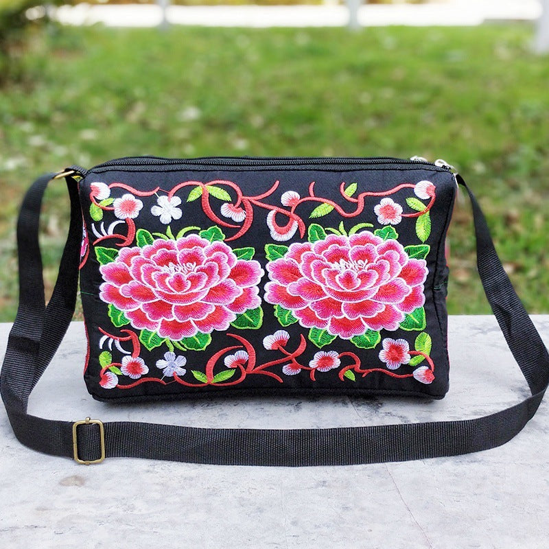 Antique Double-Sided Embroidery Crossbody Bag Small Bag Crossbody Bag Women'S Canvas Shoulder Bag
