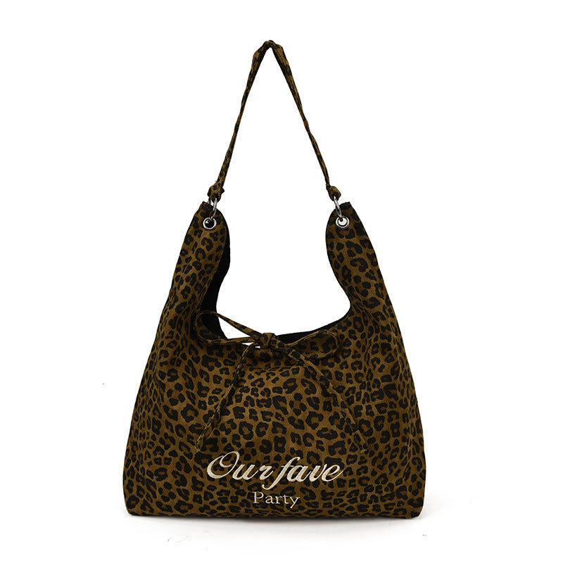Artistic Leopard Print Tote Bag Stylish Casual Large Capacity Bag