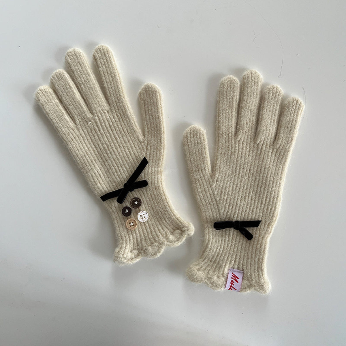 Bow Knot Wool Touchscreen Winter Gloves