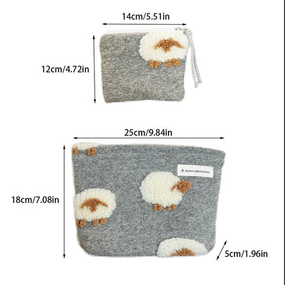 Cute Lamb Wool Portable Zipper Cosmetic Bag