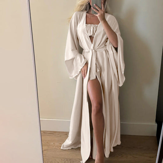 Lazy Style Long Sleeve Cardigan Pajama Set with Shorts