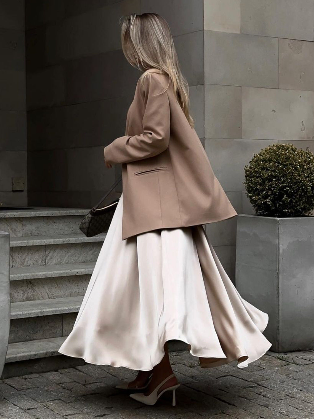 Elegant High-Waisted Satin Maxi Skirt for Women