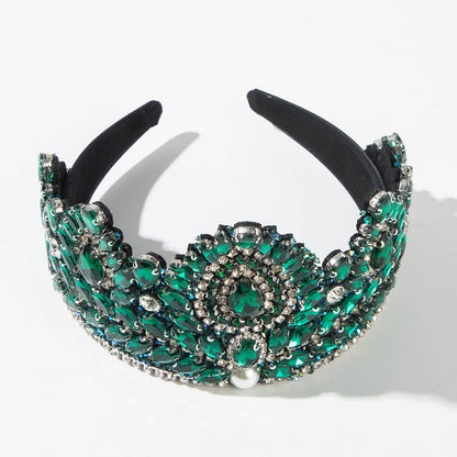 Baroque Style Wide Headband with Crystal Accents