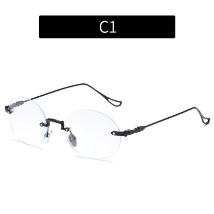 Silver Frameless Square Blue Light Blocking Glasses for Women