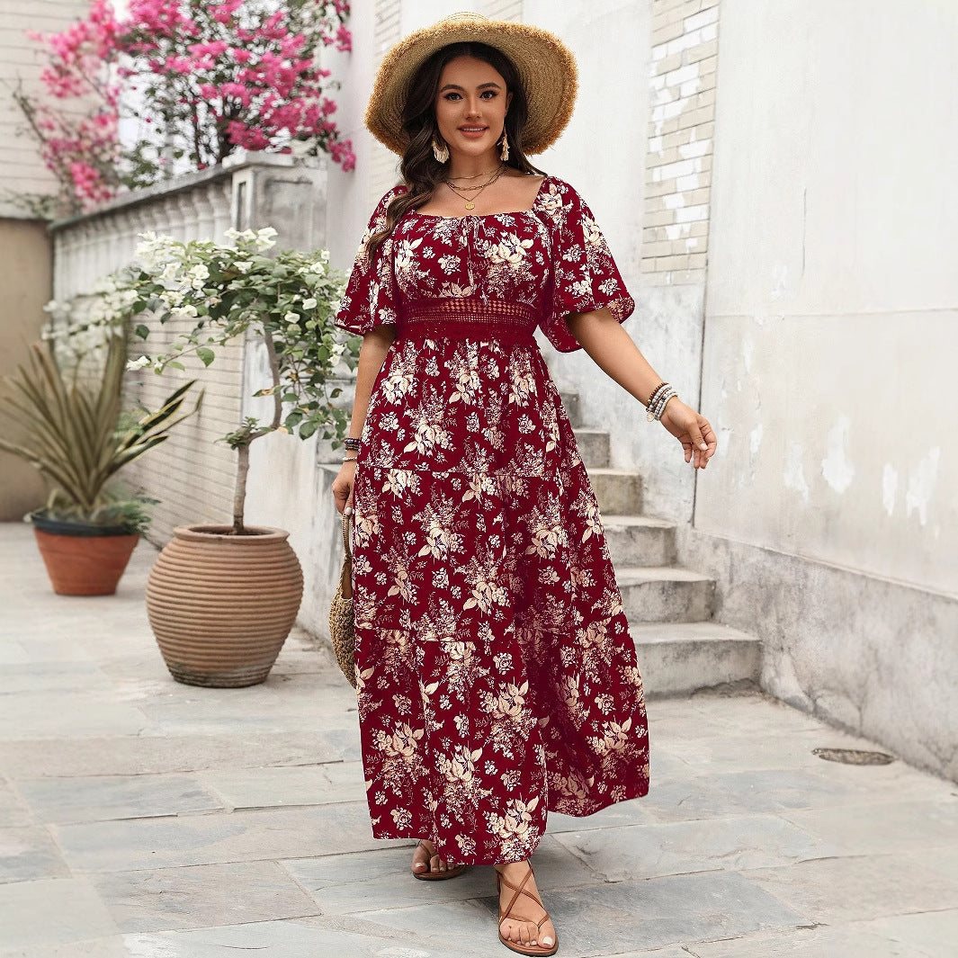 Retro Floral A-Line Dress Comfortable Casual