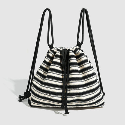 Striped Color Block Drawstring Backpack