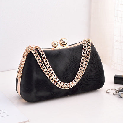 Elegant Black PU Evening Clutch Bag Vintage Style