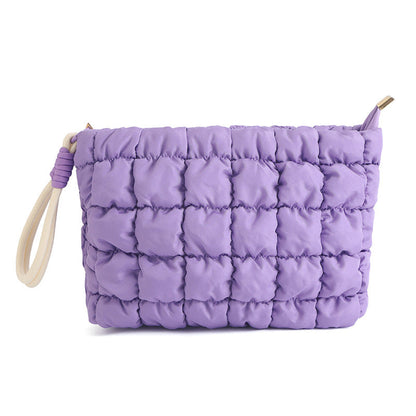 Puffer Quilted Solid Color Portable Cosmetic Bag